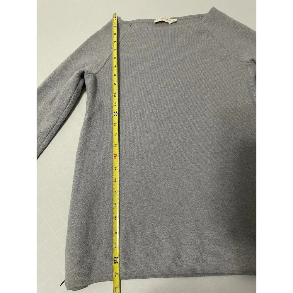 Tory Burch Women's M Rylie Sweater Tunic Gray Side‎ Zip Merino Wool 3/4 Sleeve